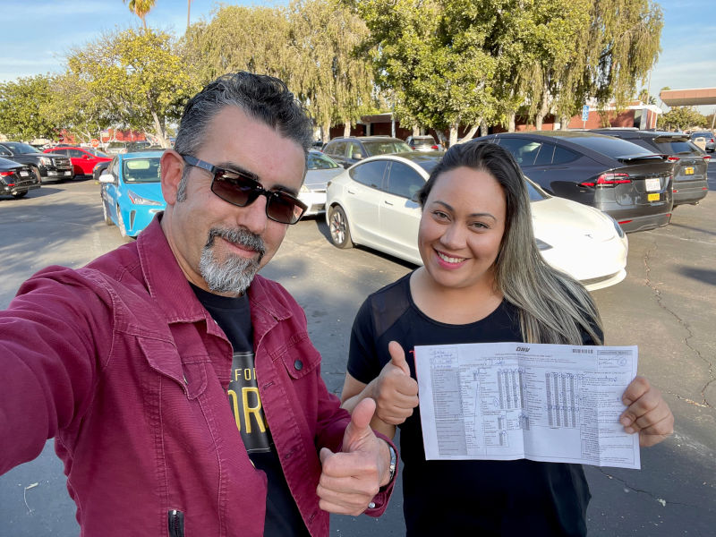 Test in Fullerton. Flight booked for the next morning. She passed.